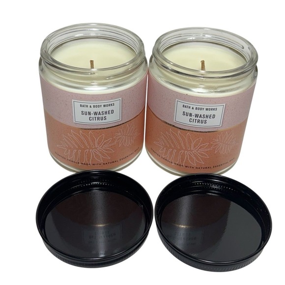 Lot 2 White Barn Bath & Body Works Sun-Washed Citrus 7oz Single Wick Candles - Picture 4 of 4